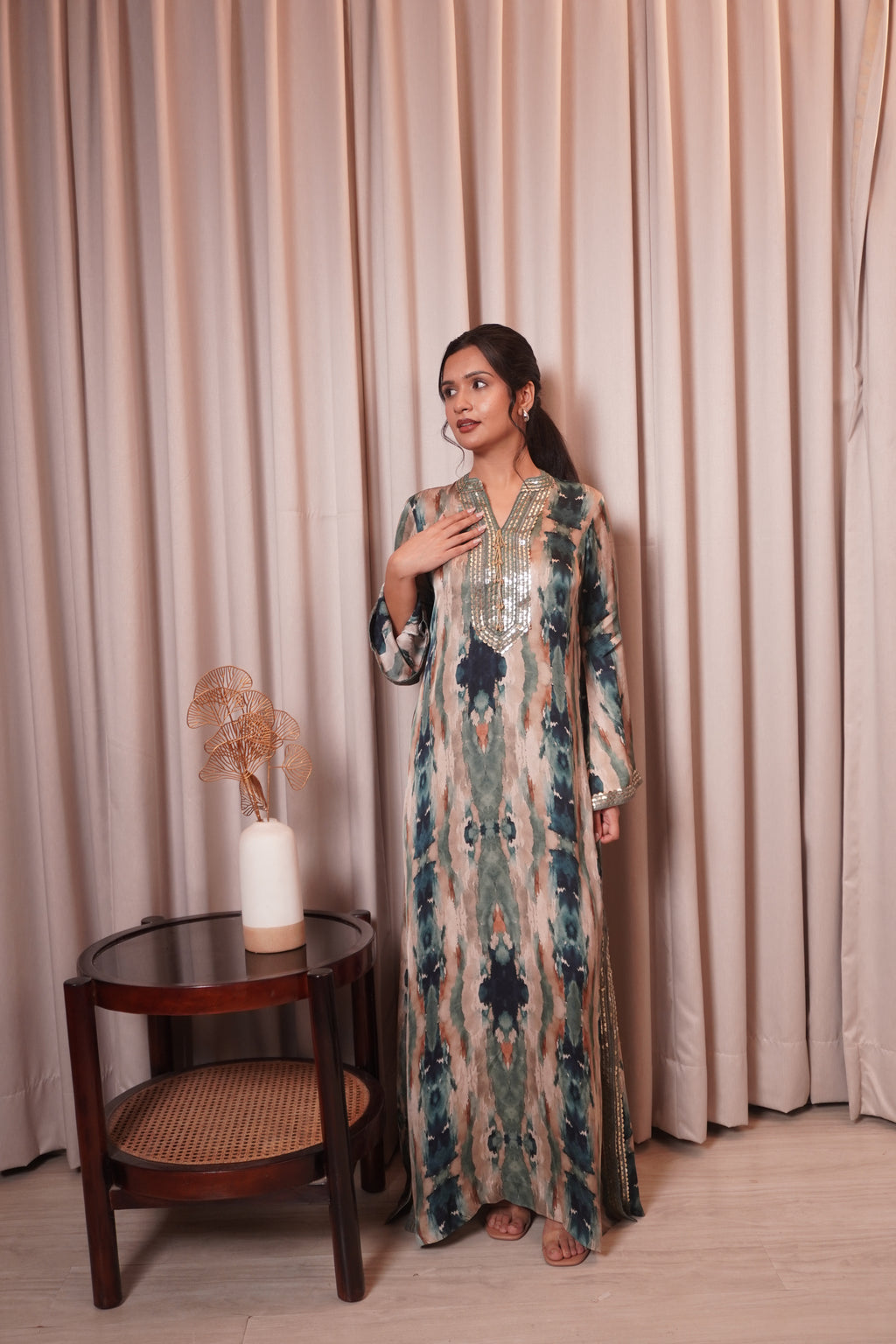 CHHAYA SLIT DRESS - TEAL