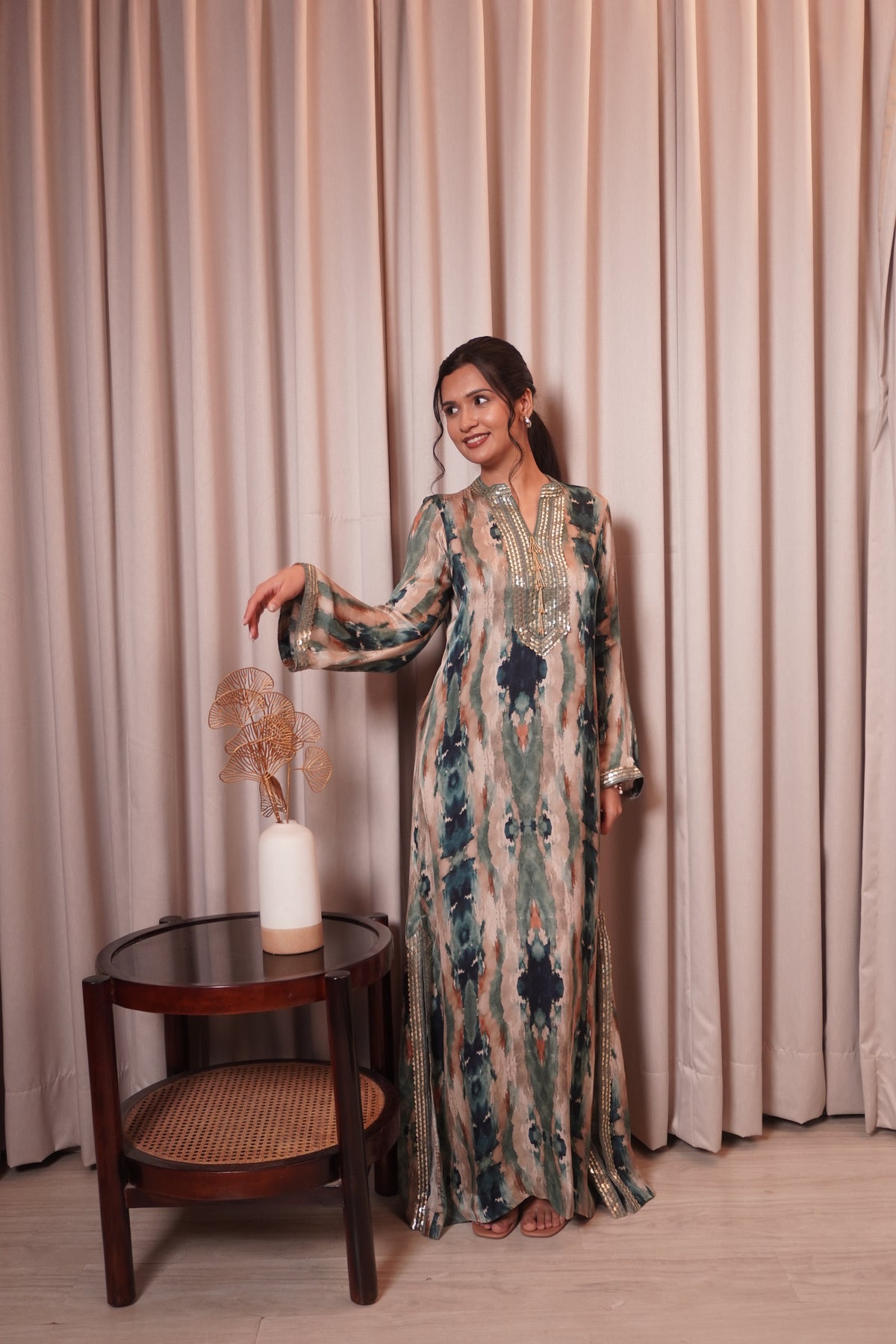 CHHAYA SLIT DRESS - TEAL