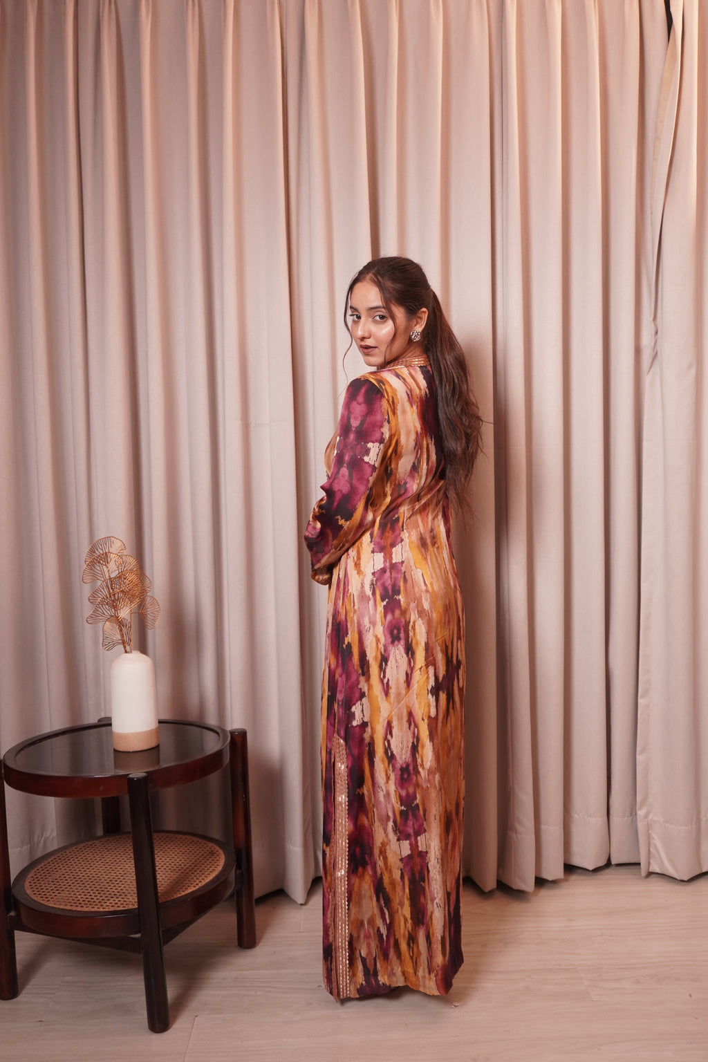 CHHAYA SLIT DRESS - OCHRE MAGENTA
