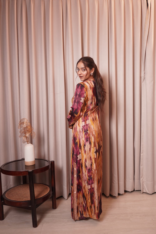 CHHAYA SLIT DRESS - OCHRE MAGENTA
